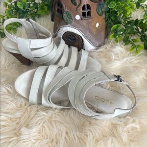 ALDO Ivory Strappy Block Heel Sandals